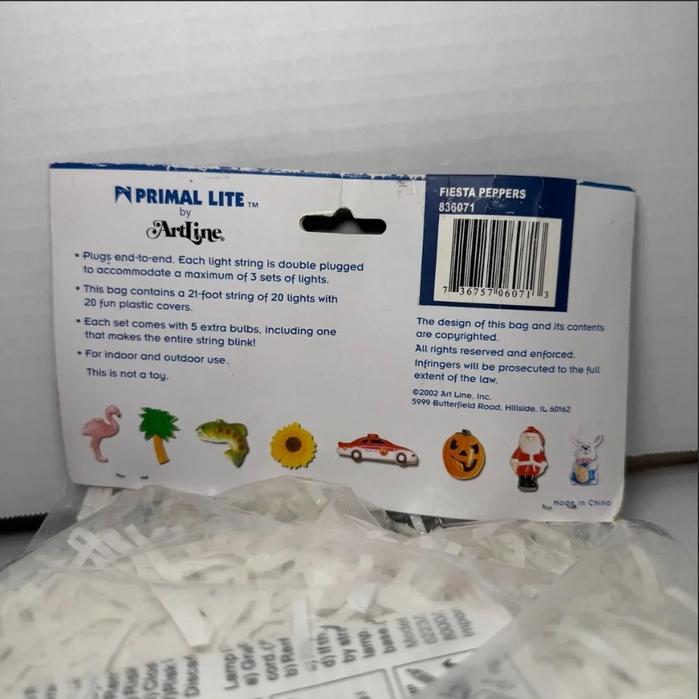 Fiesta Chili Peppers Fun Lights Primal Lite By Artline 21' String 20 Light Set